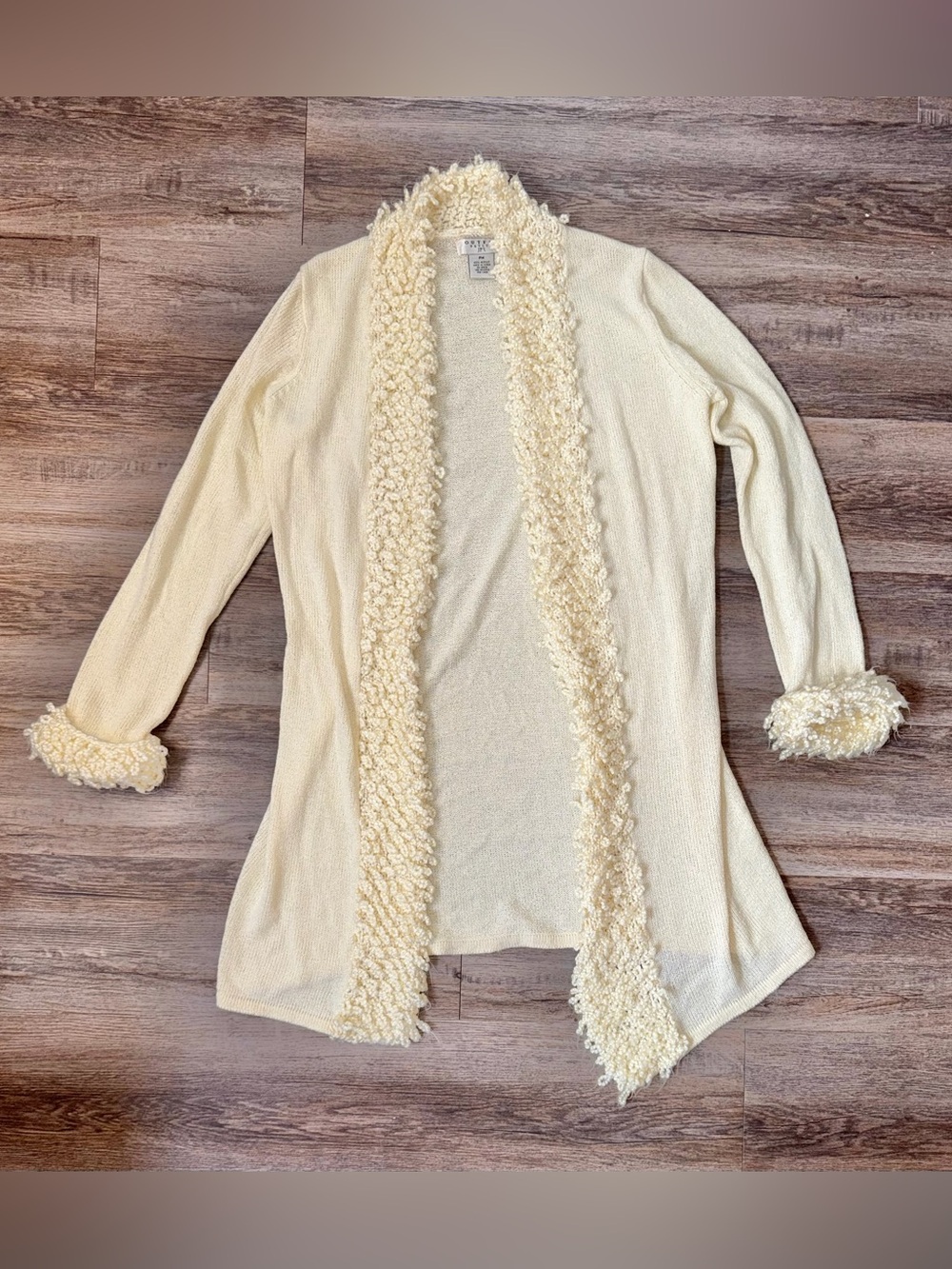 Vintage Outfit JPR Cream Loop Knit Fringe Cardigan Women’s Size Medium Petite